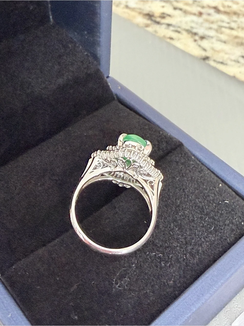 Natural Jade and natural diamonds Ring - Women Jewelry